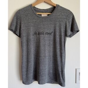 Cinq a Sept 'Je Suis‎ Cool' T-shirt-Dark Grey Marle-Soft Designer Tee-Size XS/S